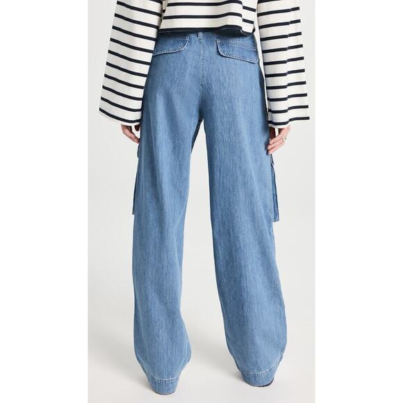 Frame Relaxed Straight Cargo Jeans Size 26 Rhythm Light Wash Wide Leg - Picture 5 of 12
